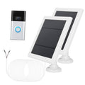 Solar panel charger with white adjustable mount and black panel, includes cable
