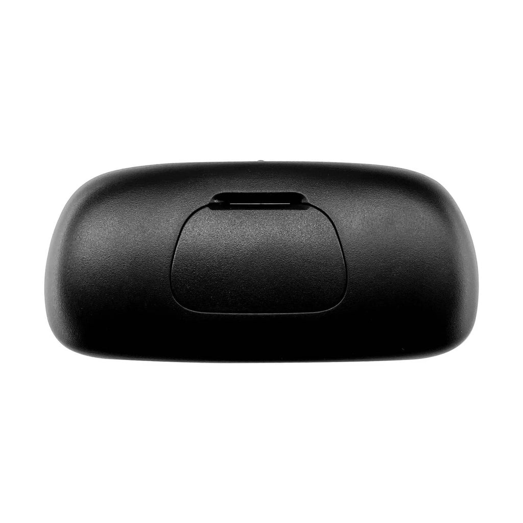 Black rear overhead display remote control top view with central release panel