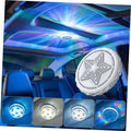 Round white magnetic car ceiling LED light with star pattern, glowing blue