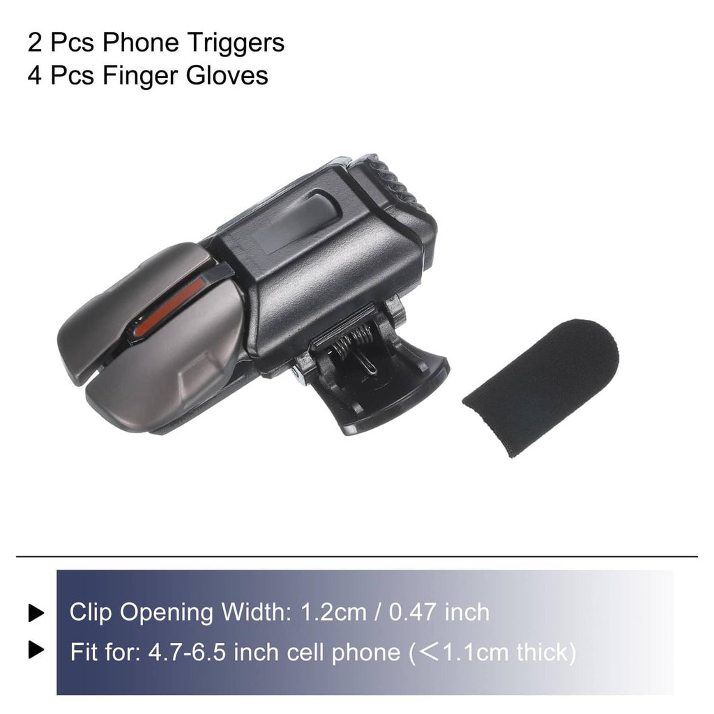 Black phone trigger clip with included finger gloves, compact controller add-on