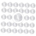 White PVC pipe end cap plug with round opening for 1 in tubing