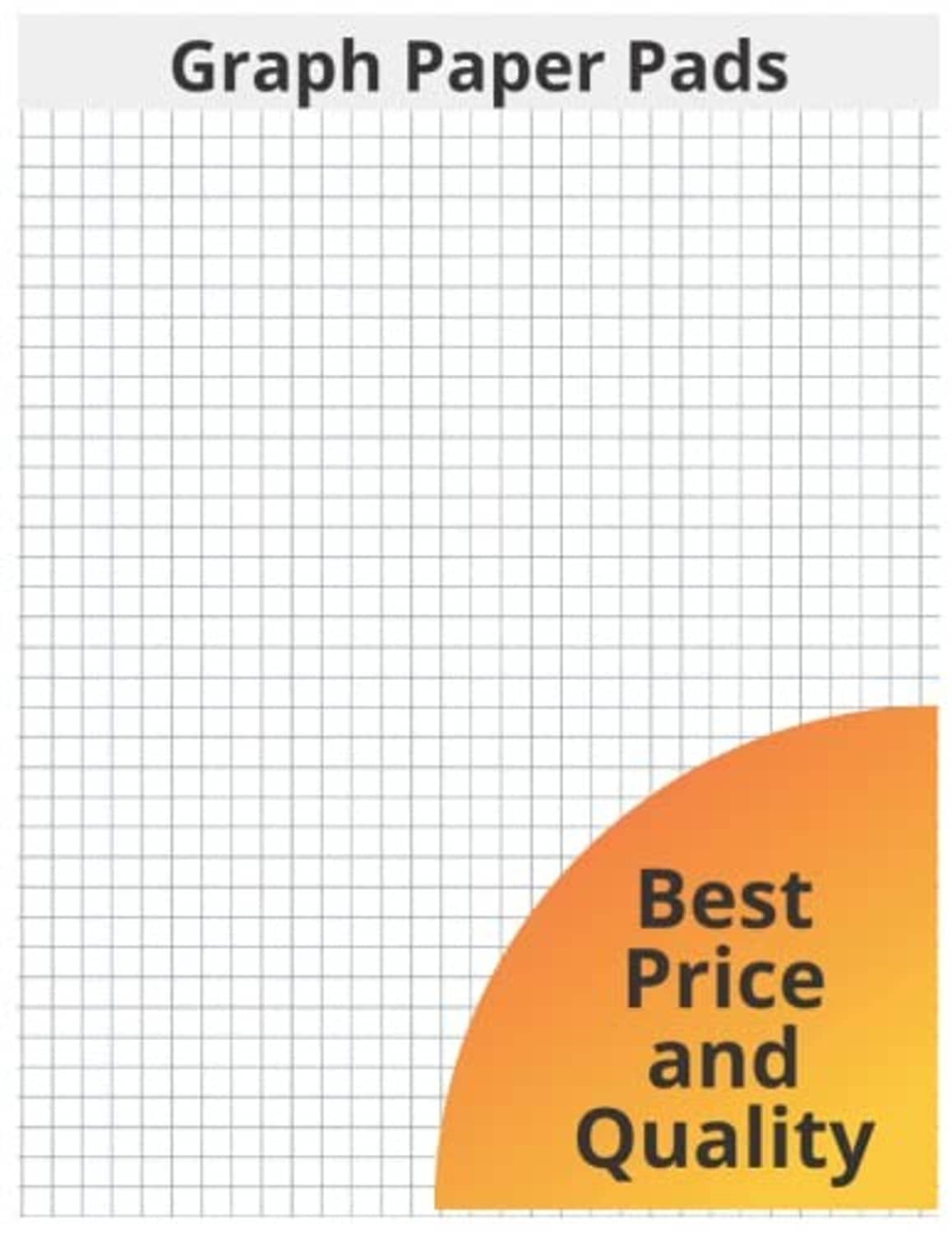 Graph paper pad with light grid lines, 8.5x11 sheet, header and price badge