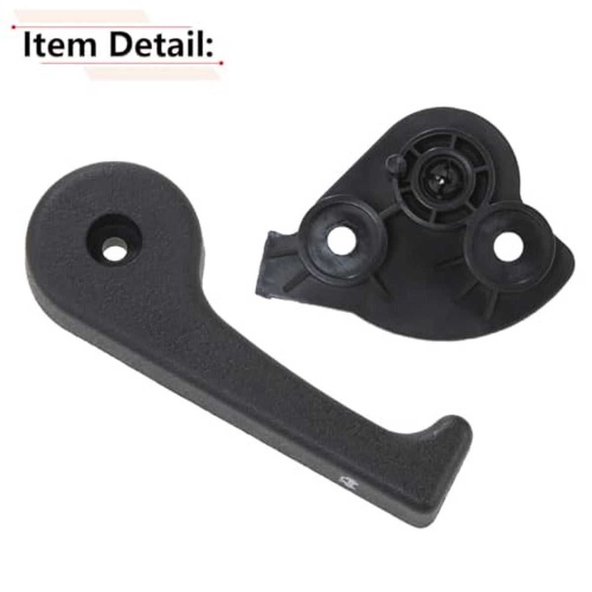 Black hood latch release handle with attached latch assembly component