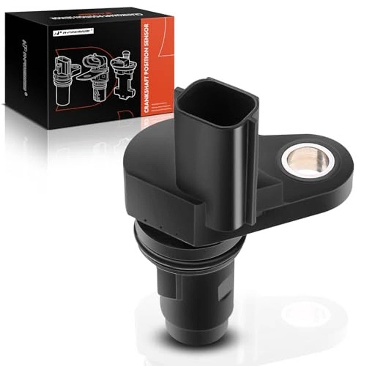 Crankshaft position sensor and retail box, black housing with circular metal insert