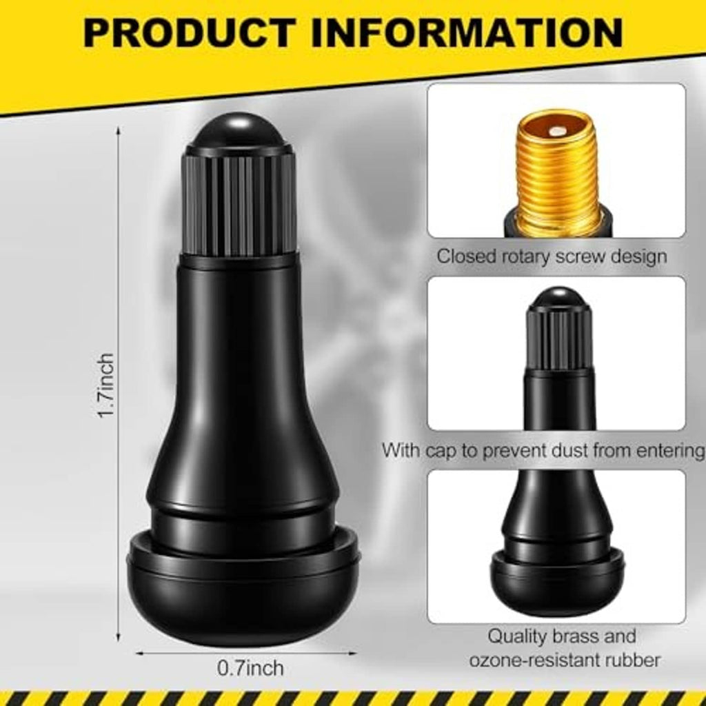 Single black snap-in valve stem with ribbed cap and brass screw thread
