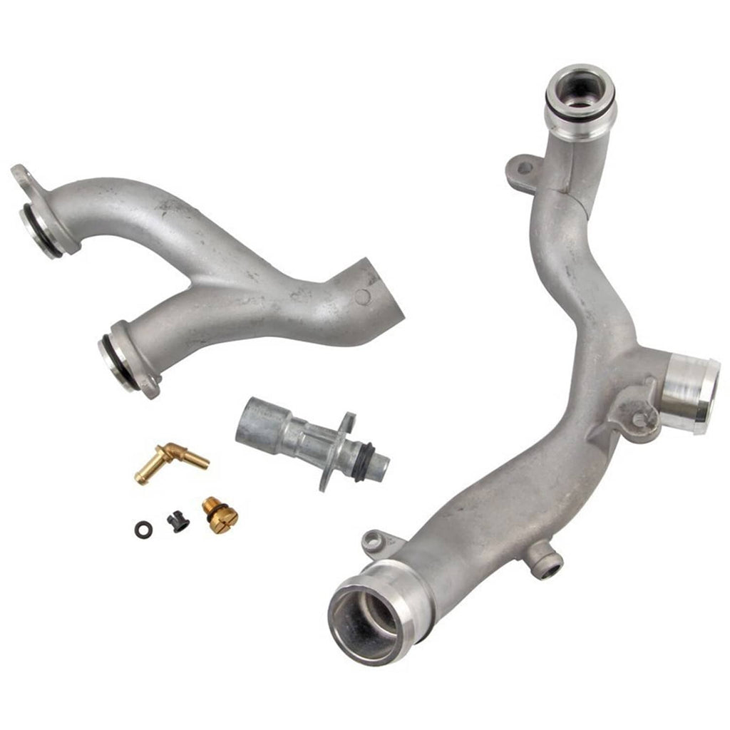 Pair of silver coolant pipes with flanges and included small install hardware