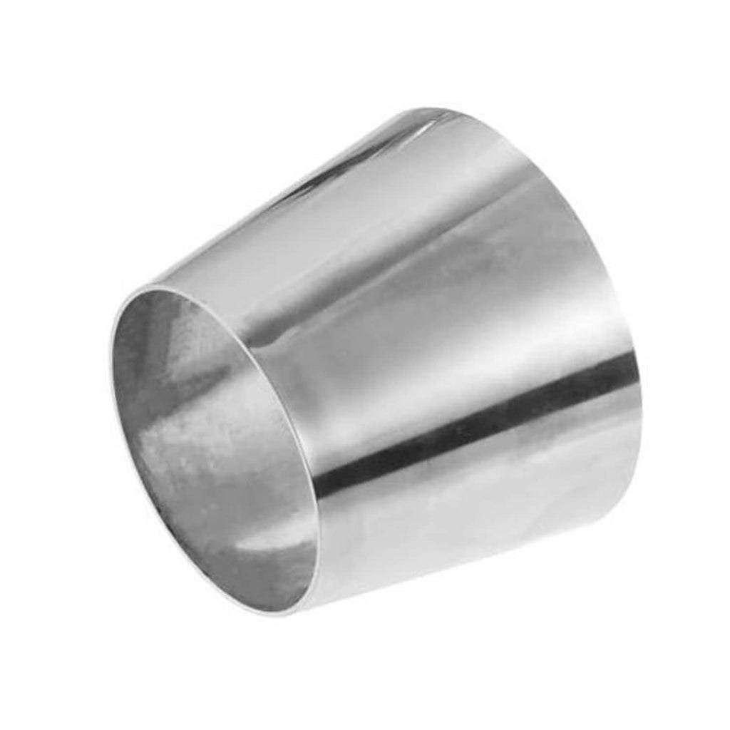 Polished stainless steel exhaust pipe sleeve with round open end, concentric fit
