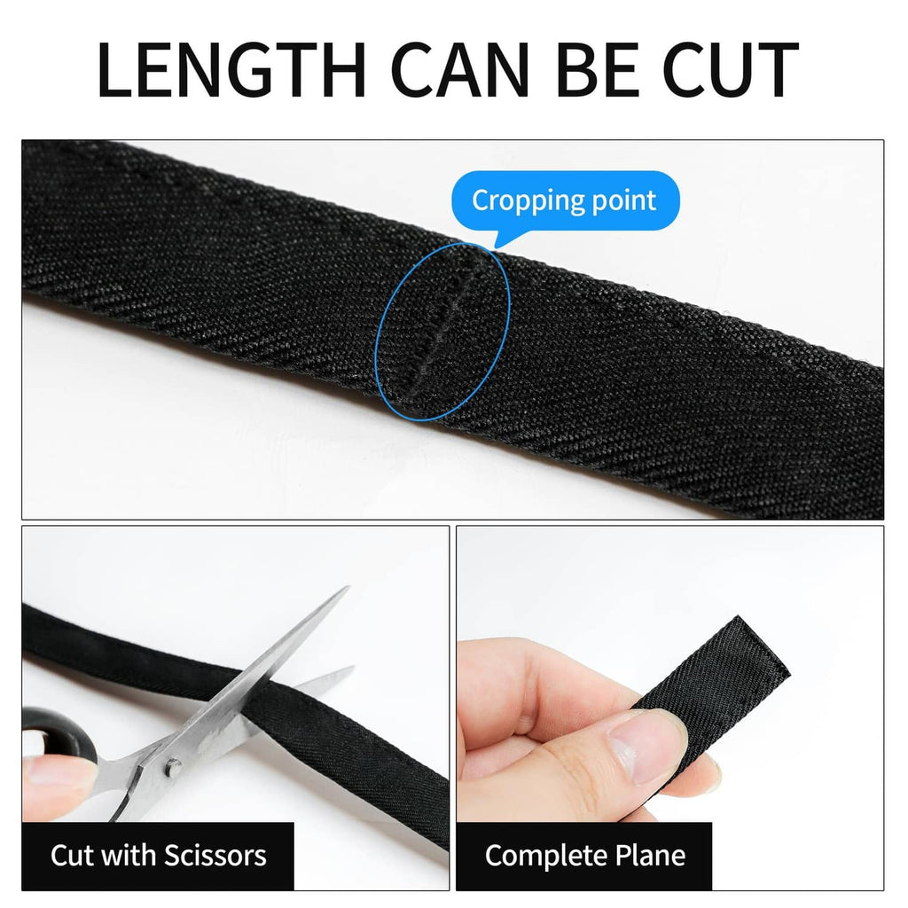 Waist apron strap length can be cut with scissors at marked cropping point