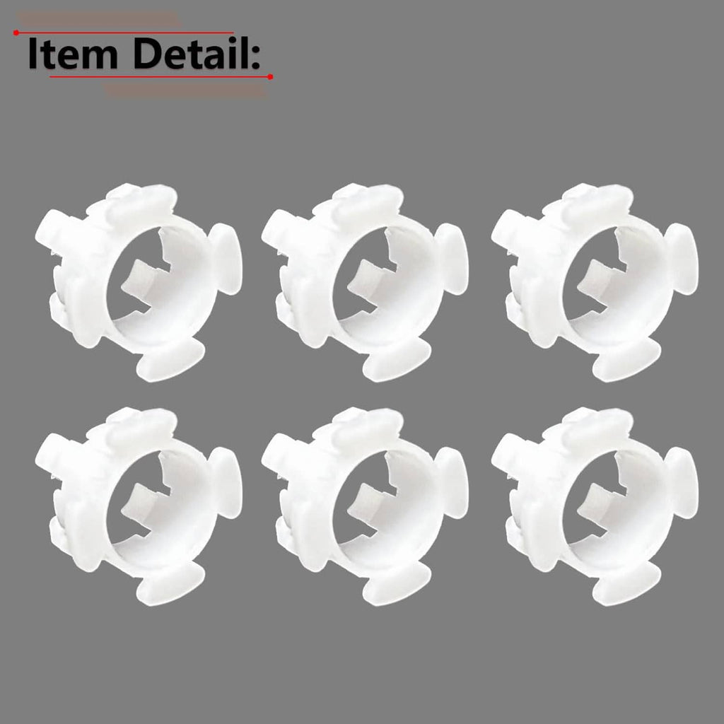 Close-up of white clutch pedal shaft bushings with circular inner ring