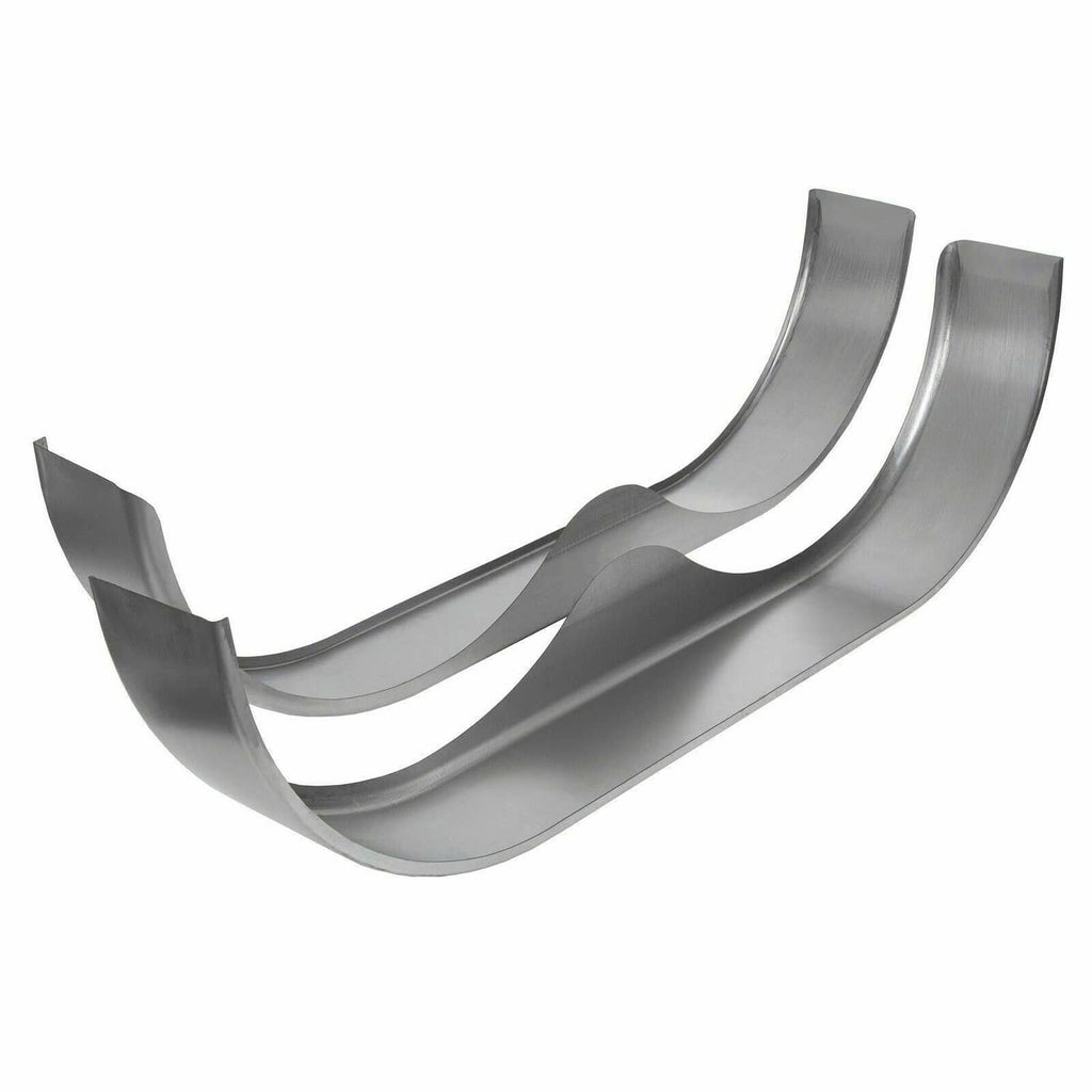 Silver steel trailer fender set, arched teardrop profile with side notches