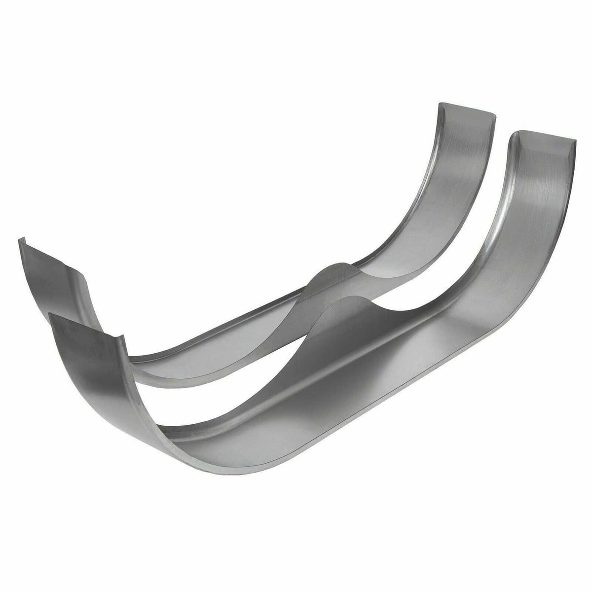 Silver steel trailer fender set, arched teardrop profile with side notches