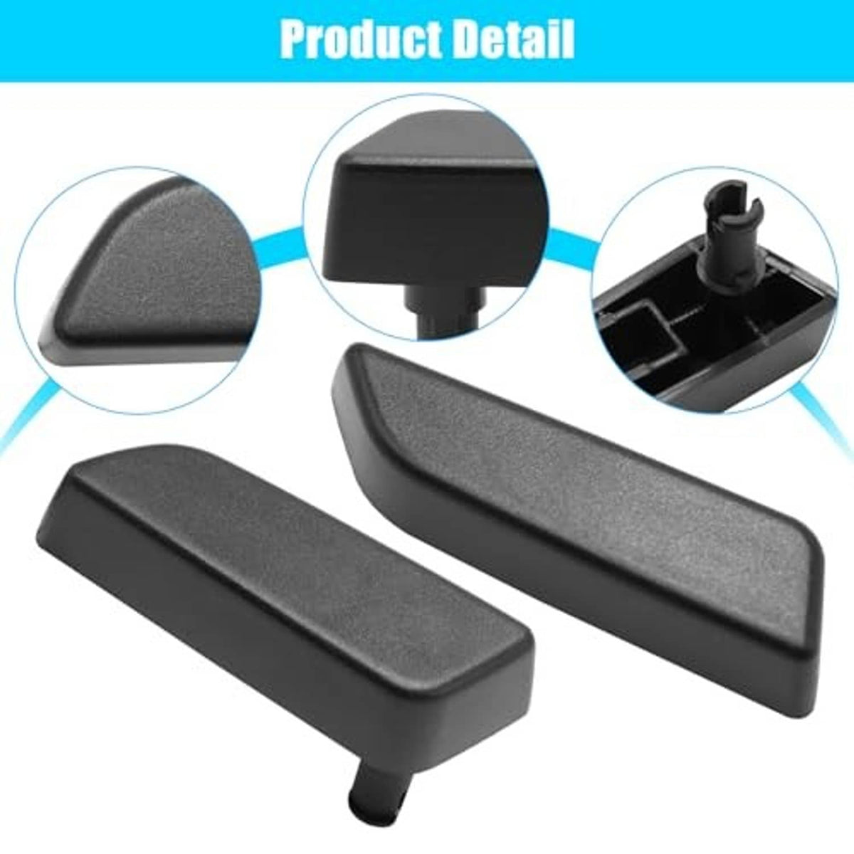 Two-piece black seat adjustment button cover set with mounting posts