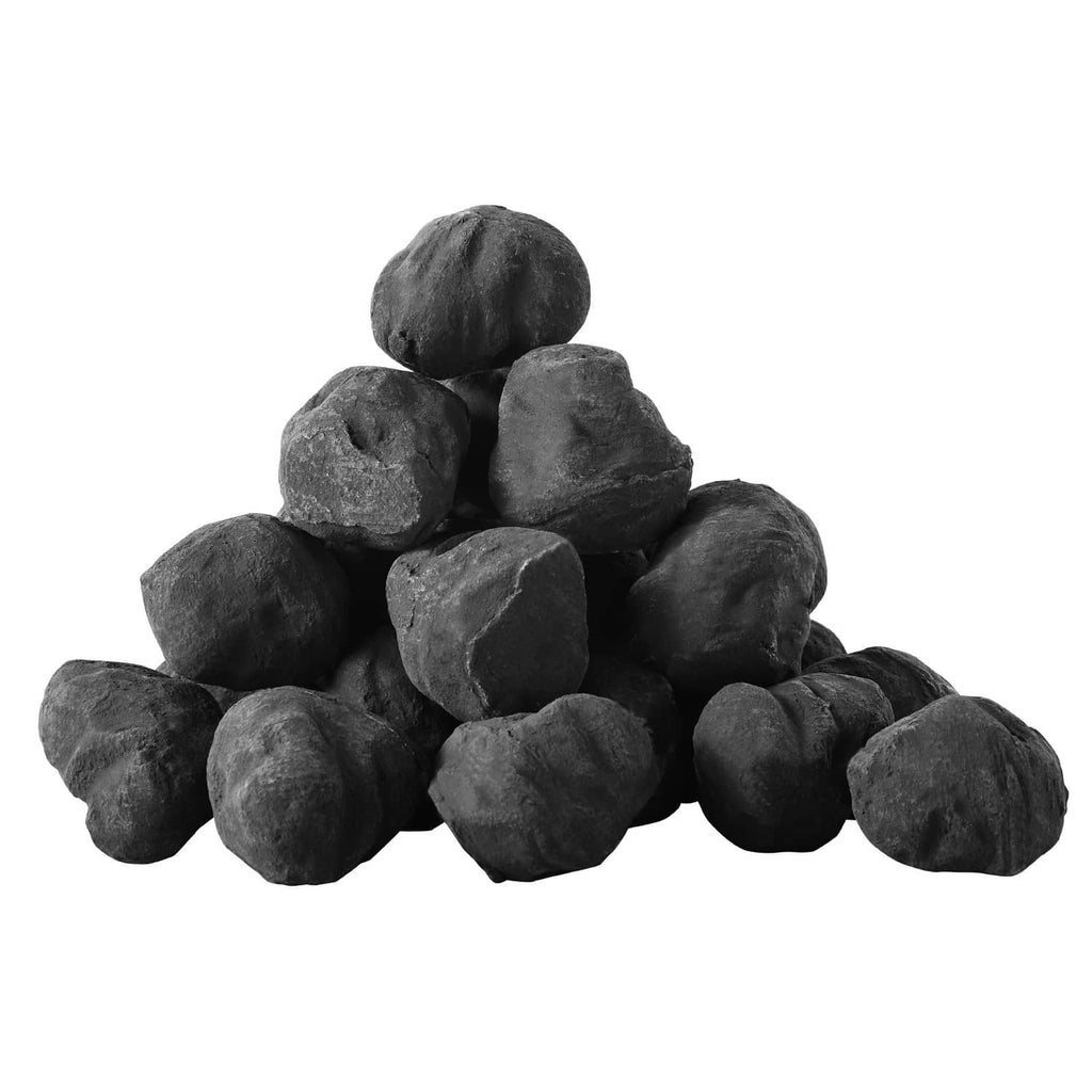 25-pack of small dark gray lava fire stones for reusable fire pits