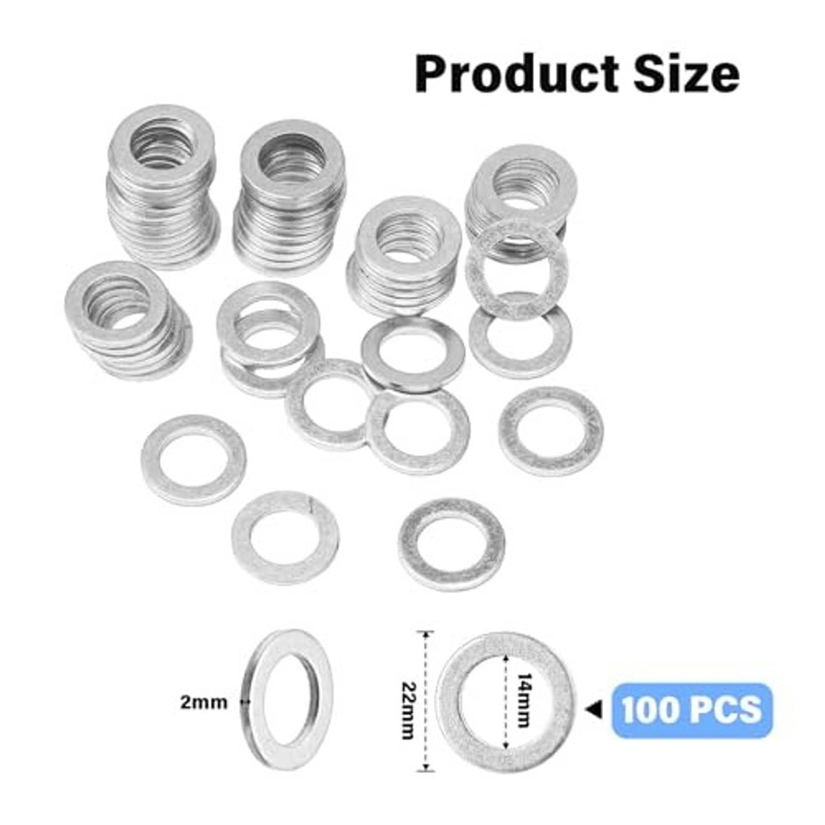 Aluminum oil drain plug crush washers, round silver gaskets and stacked rings