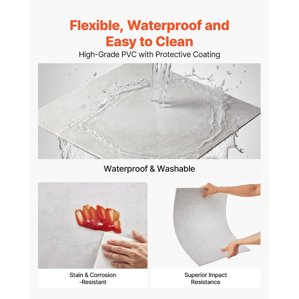 White marble-look PVC ceiling tile surface with water droplets, smooth finish