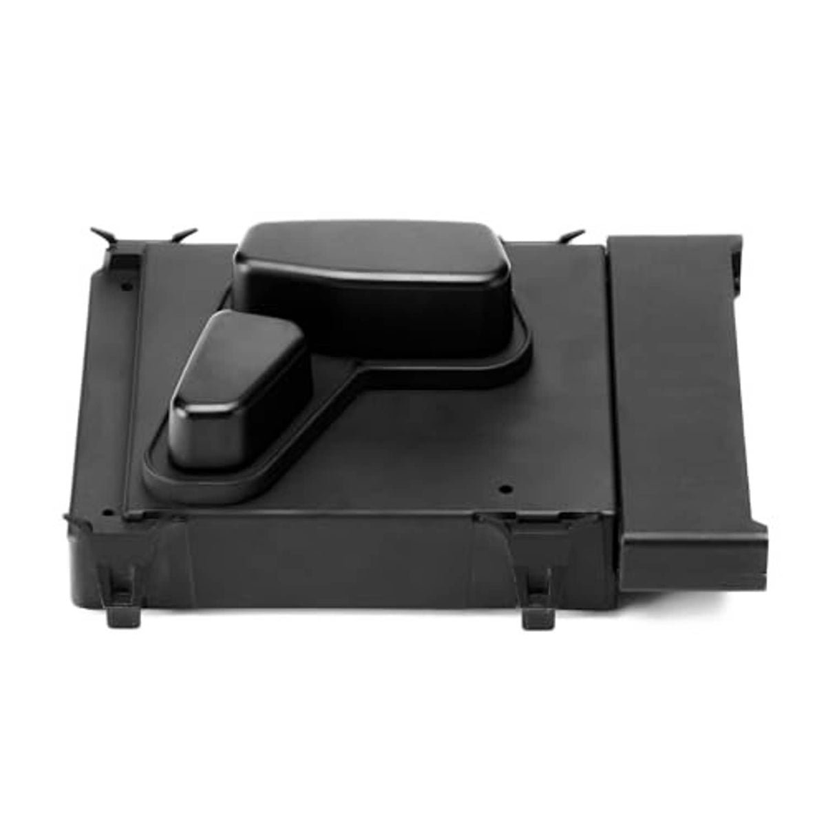 Power seat switch control module side view with two stacked rocker buttons
