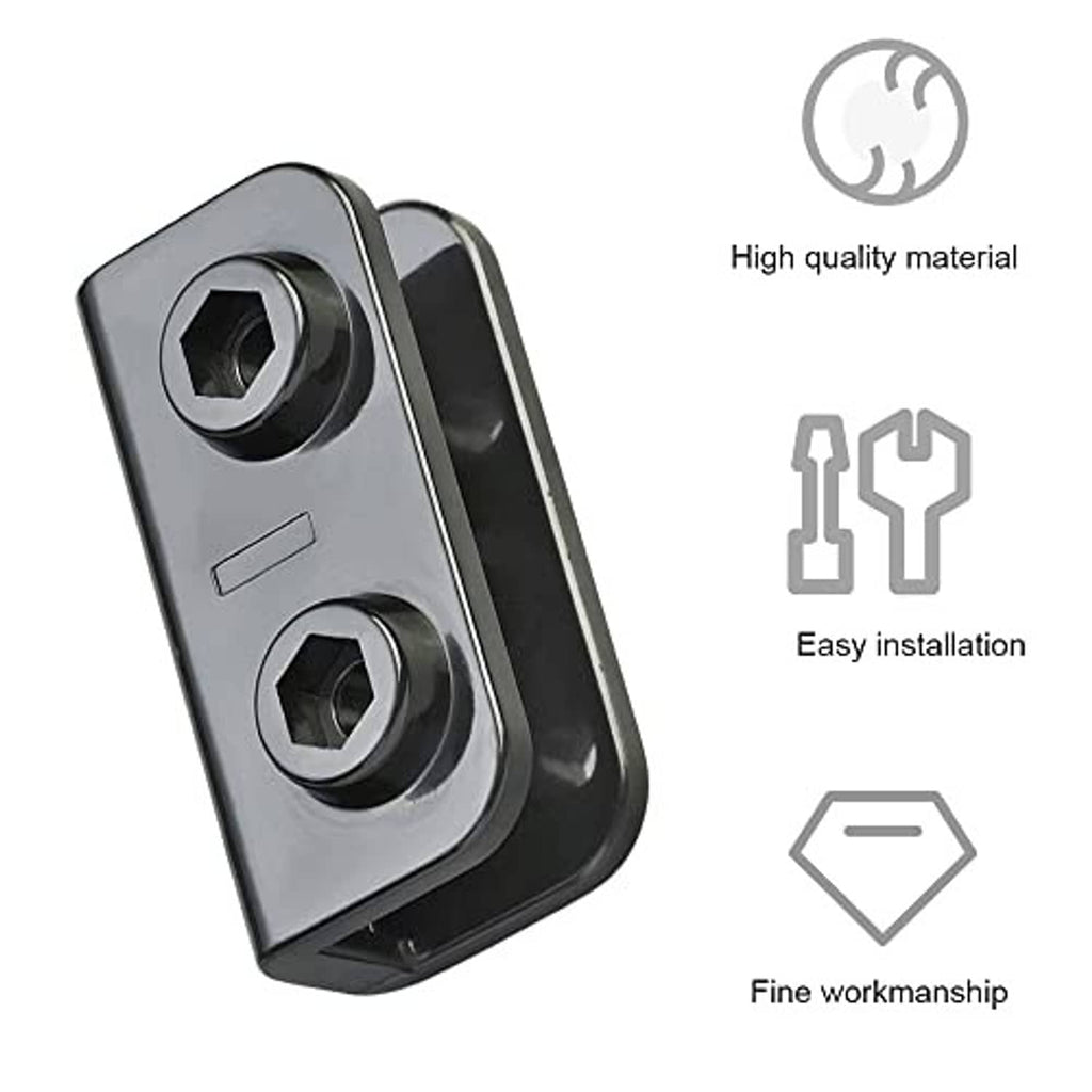 Rectangular tent leg connector bracket with two hex nut openings, dark gray