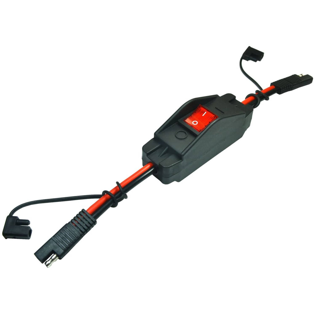 12VDC power converter cable, red/black wires with dual SAE connectors and inline switch
