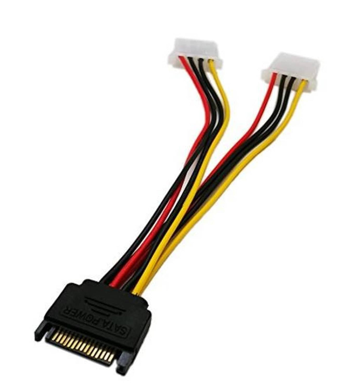 SATA 15-pin connector with bundled yellow, red, and black power wires