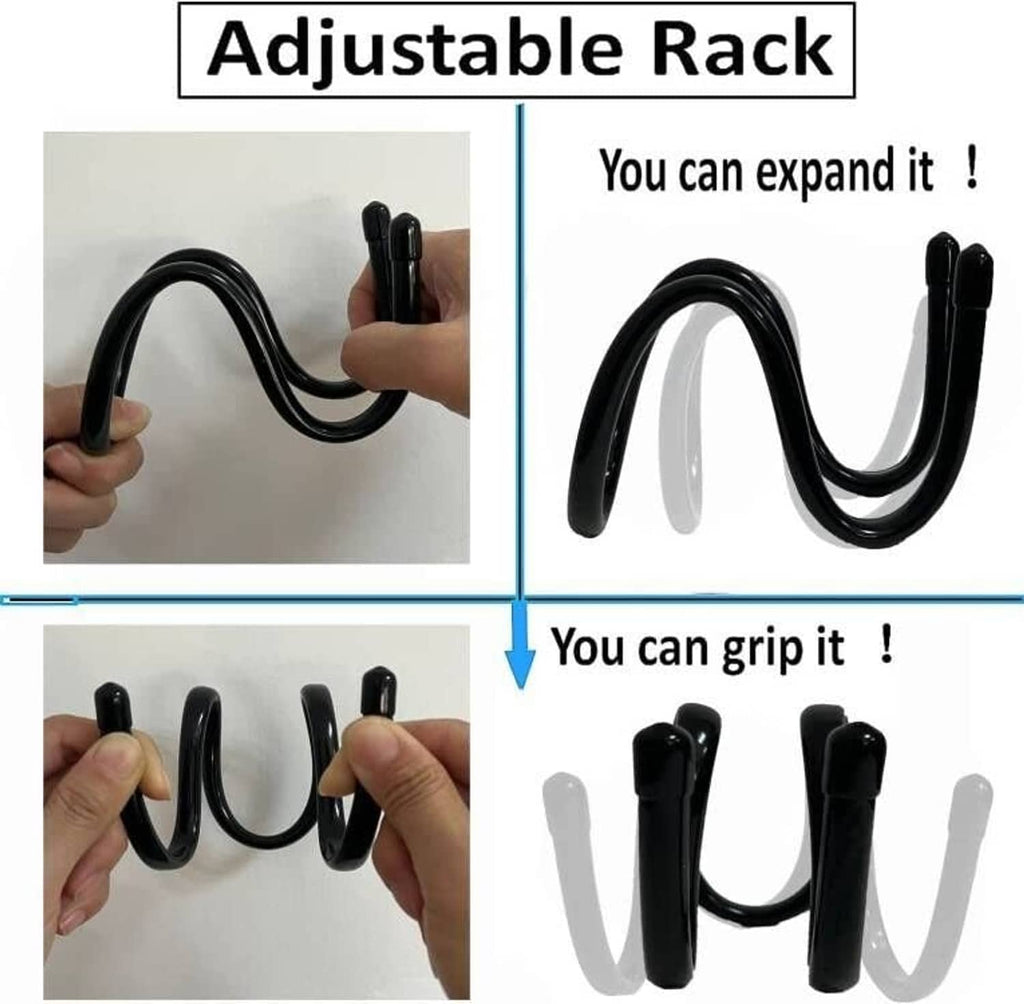 Black adjustable clamp-on bag hook hanger with multiple grip positions