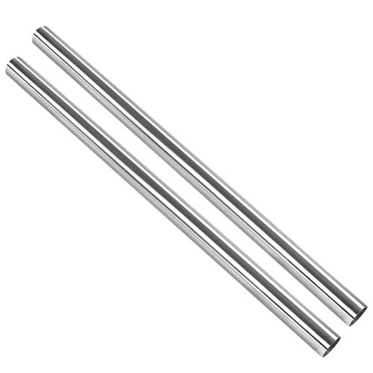 2.5-inch OD stainless steel exhaust tubing mandrel rod, angled close-up