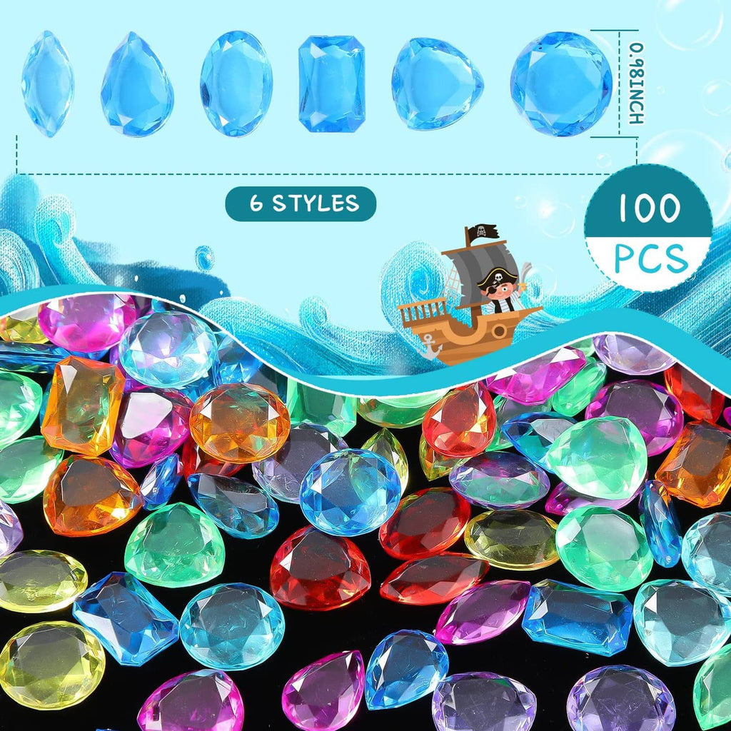 Multicolor faceted acrylic gemstone assortment, assorted teardrop and diamond shapes
