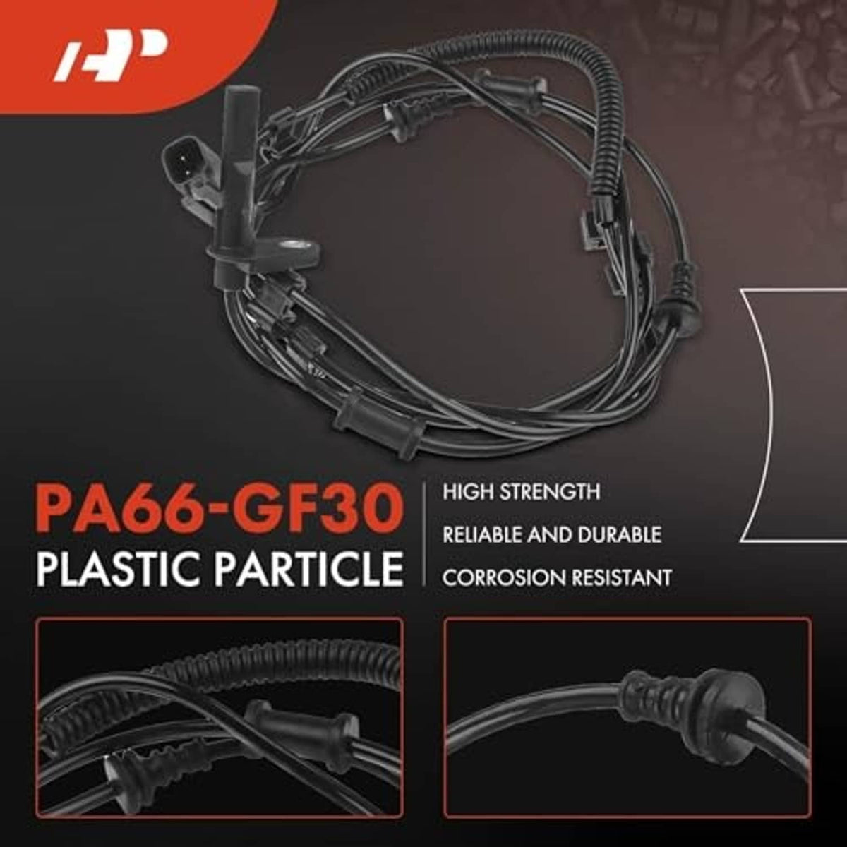 Rear ABS wheel speed sensor wiring harness set with PA66-GF30 plastic parts