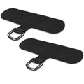 Black phone tether tab with metal D-ring buckle for full phone cases
