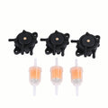 3-pack diaphragm gas fuel pumps with clear orange inline filters, black plastic housings