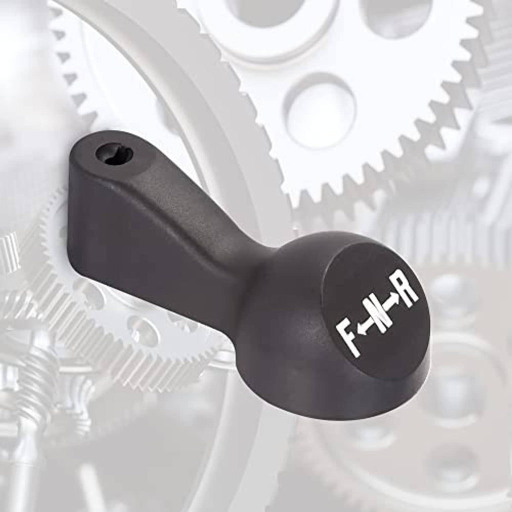 Black shifter handle with round top showing F and R markings