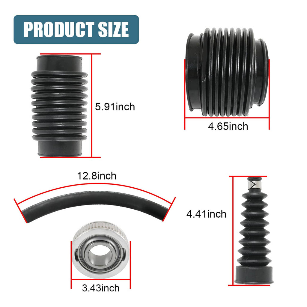 Black rubber bellows boots with included gasket and O-rings