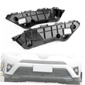 Front bumper retainer bracket support, black plastic with mounting holes