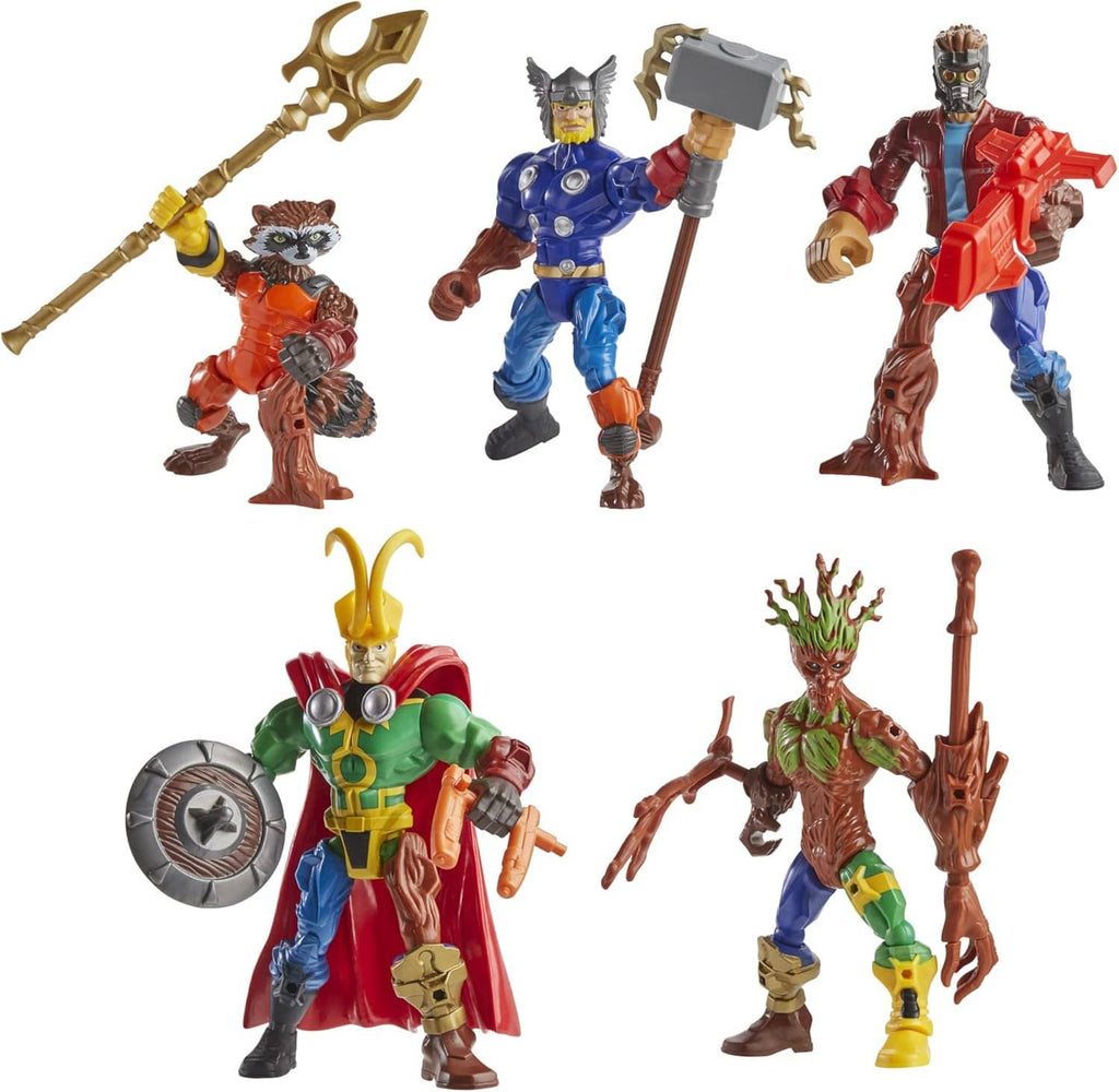 Marvel Super Hero Mashers action figure pack, 6 hero figures holding accessories