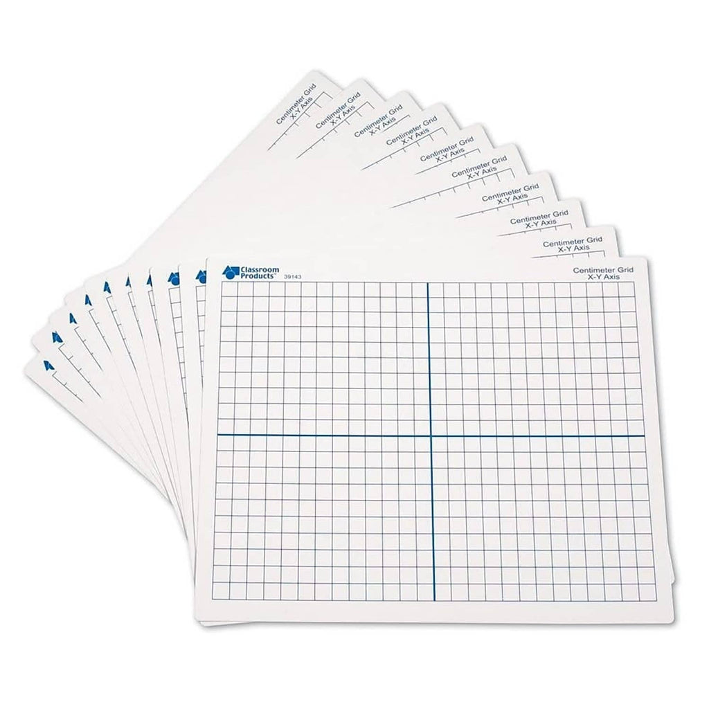 Learning Resources double-sided X-Y axis dry erase boards, white grid stack