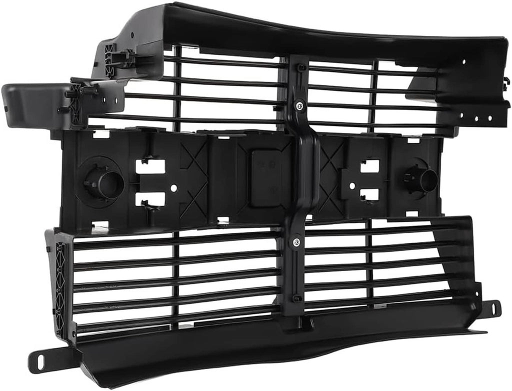 Front active grille shutter assembly with motor, black plastic slatted grille