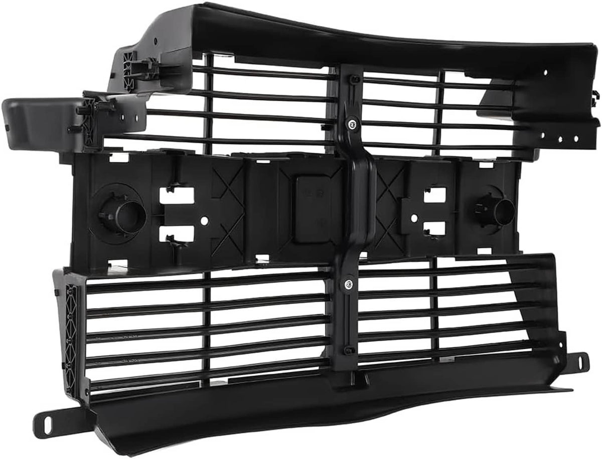 Front active grille shutter assembly with motor, black plastic slatted grille