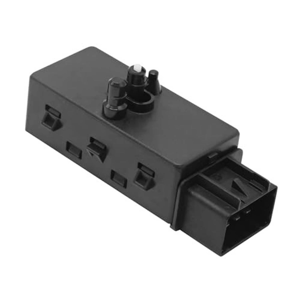 Black power seat adjuster switch module with front socket and top button posts
