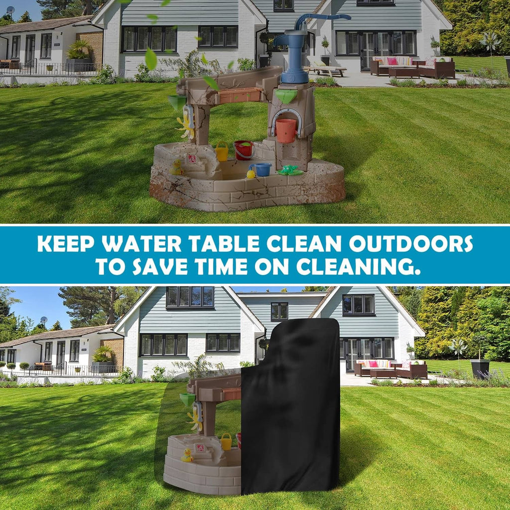 Black water table cover for water play table with pump cutout