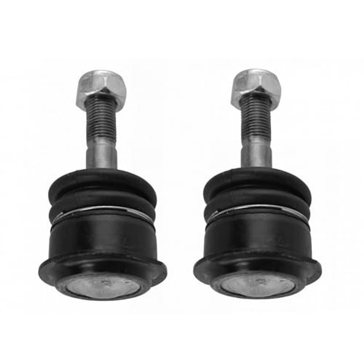 Front upper ball joint pair with black boots and silver threaded stud ends