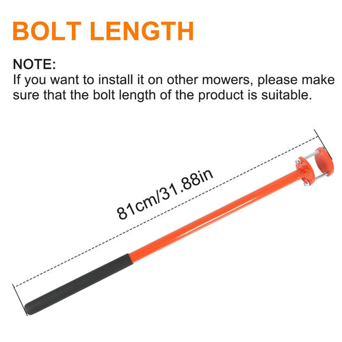Orange assist handle bar with black grip; bolt-length size shown at about 81cm