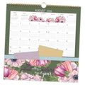 2026–2027 wall calendar with August 2026 page and floral bottom pocket, gold binding