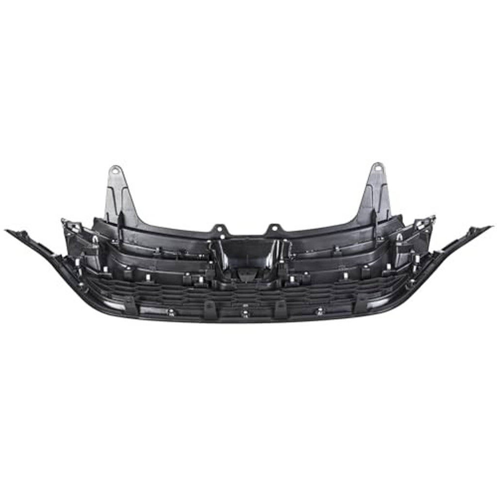 Backside of front grille insert with black plastic frame and mounting tabs