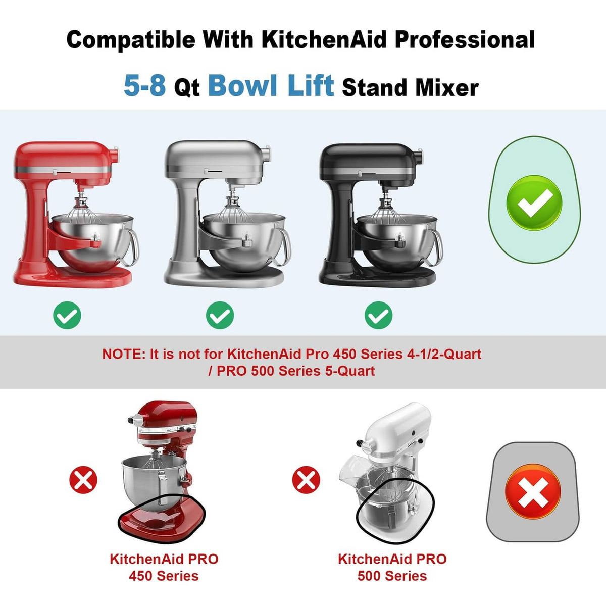 Brown wood slider compatible with KitchenAid 5-8 qt bowl lift stand mixer