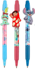 3-pack Disney character ballpoint pens with rubber clips, colorful bodies