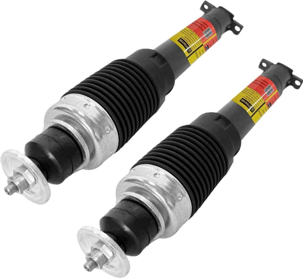 Magnetic shock absorbers set with ribbed sleeves and silver eyelet ends, black and red labels