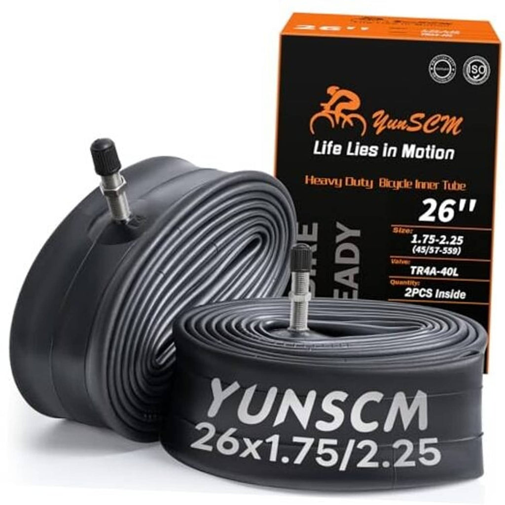26-inch heavy-duty bike inner tube, coiled black rubber with TR4A-40L Schrader valve