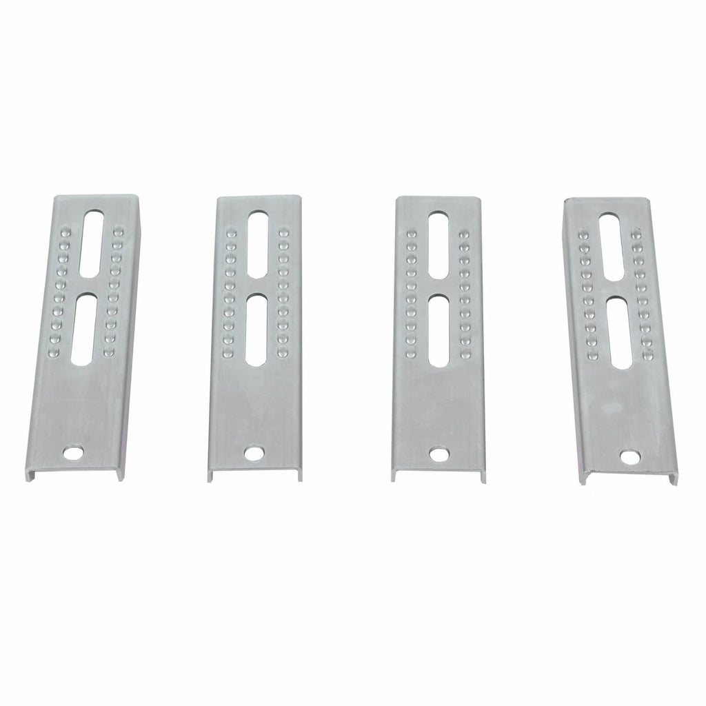 Galvanized vertical bunk board bracket set with central slot and bottom mounting hole