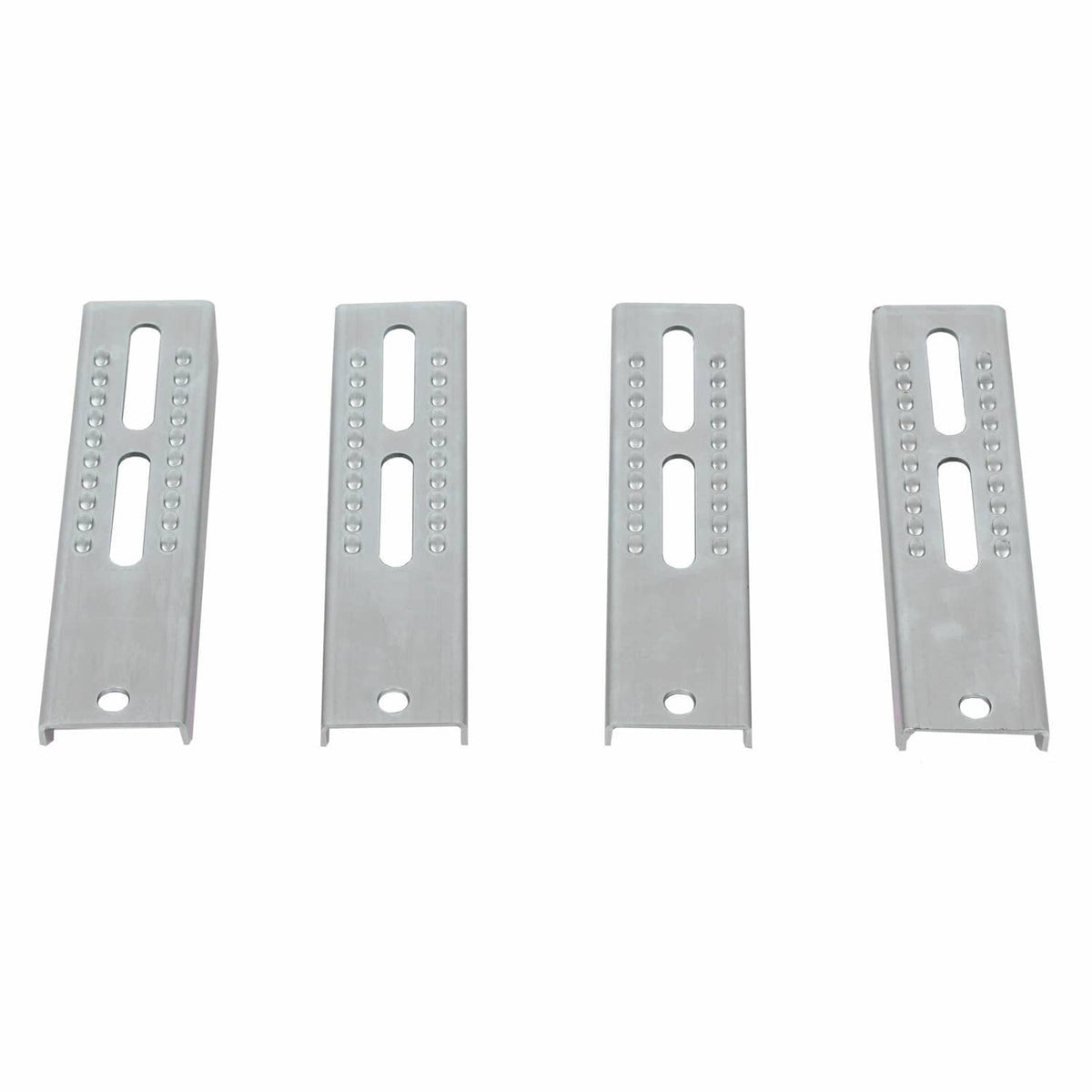 Galvanized vertical bunk board bracket set with central slot and bottom mounting hole