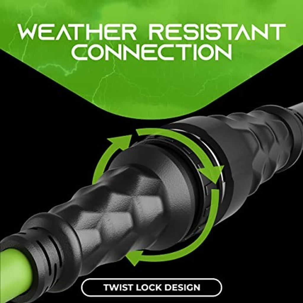 Weather-resistant shore power adapter cord with twist-lock connection and protective caps