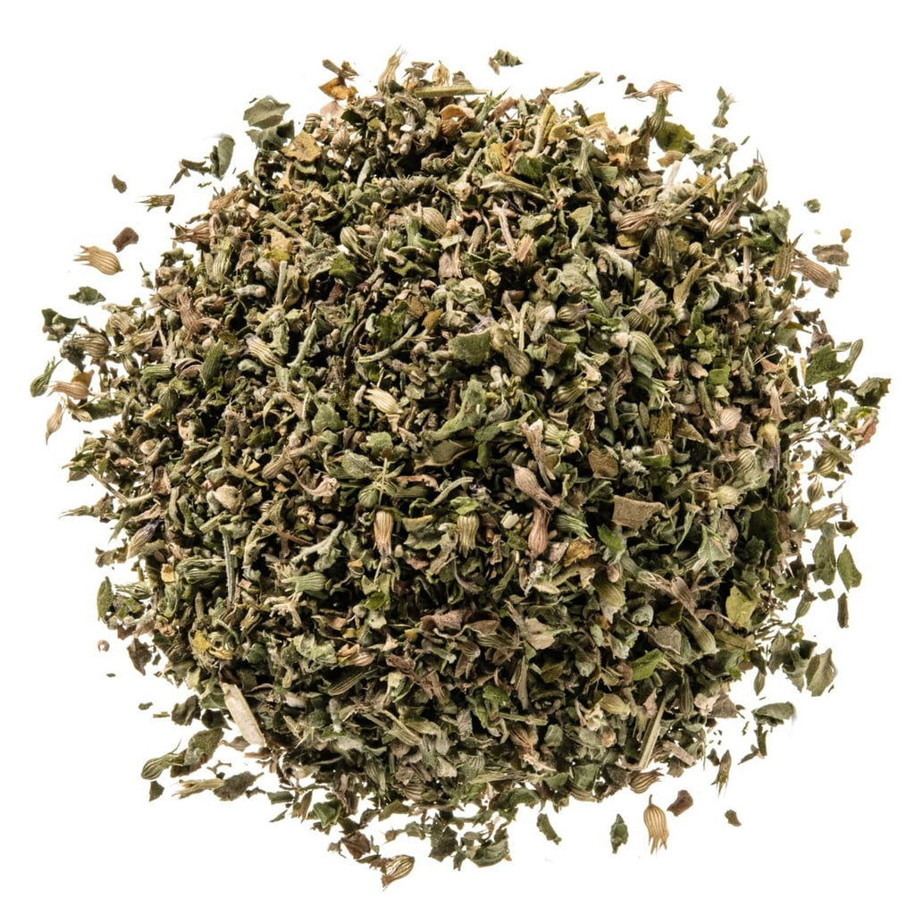 Pile of dried catnip and silver vine leaves and stems for cats